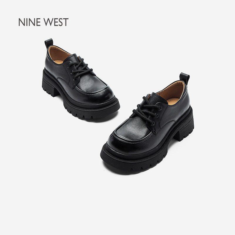 Nine West/玖熙2025年厚底深口单鞋女英伦风增高小皮鞋女,淘宝优惠券,粉丝福利购,淘宝优惠卷