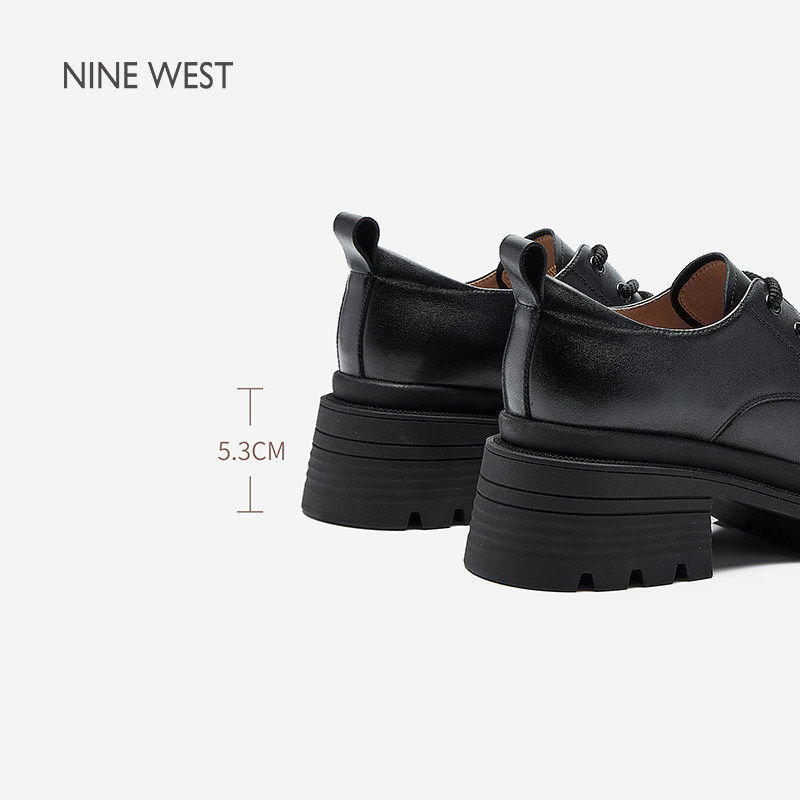 Nine West/玖熙2025年厚底深口单鞋女英伦风增高小皮鞋女,淘宝优惠券,粉丝福利购,淘宝优惠卷