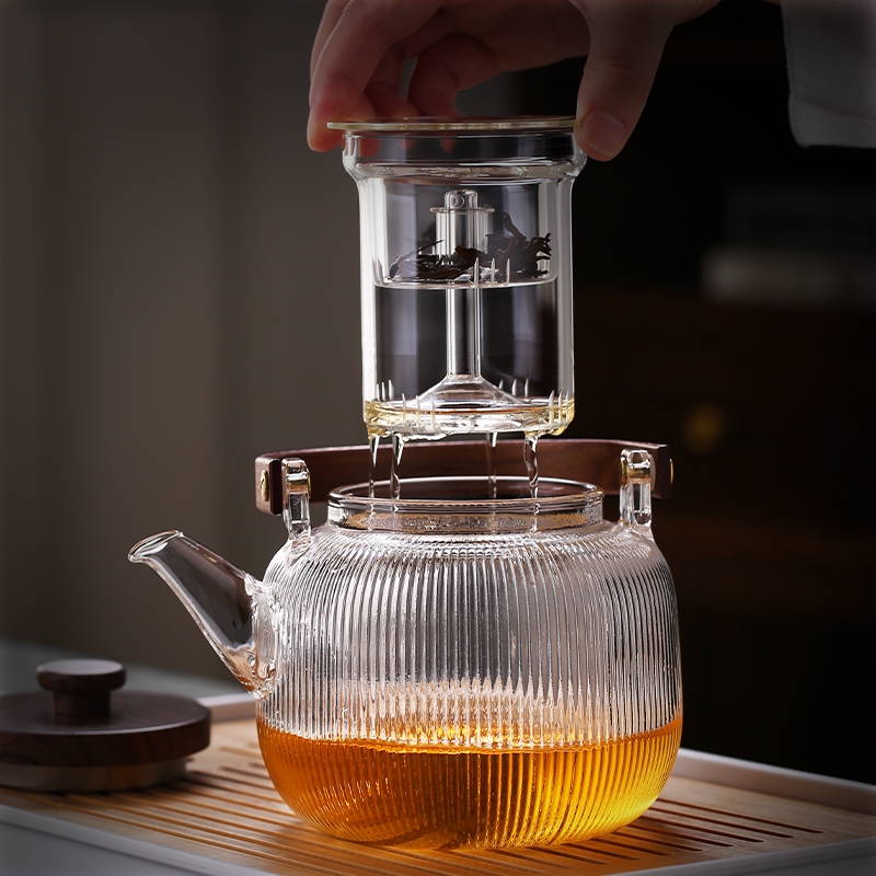 家用泡茶壶煮茶壶煮水壶加厚耐高温玻璃茶壶功夫茶具配件大提梁壶