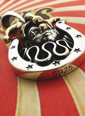 哥谭小丑吊坠925银项链男款