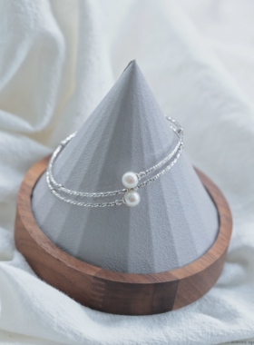 S925银记忆线圈天然淡水珍珠手镯/手链 多层 精致简约百搭 叠戴