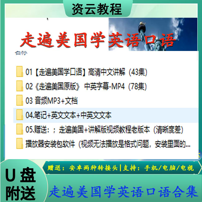 走遍美国学口语视频教程121集英语口语入门自学视频课程合集优盘 - 图0