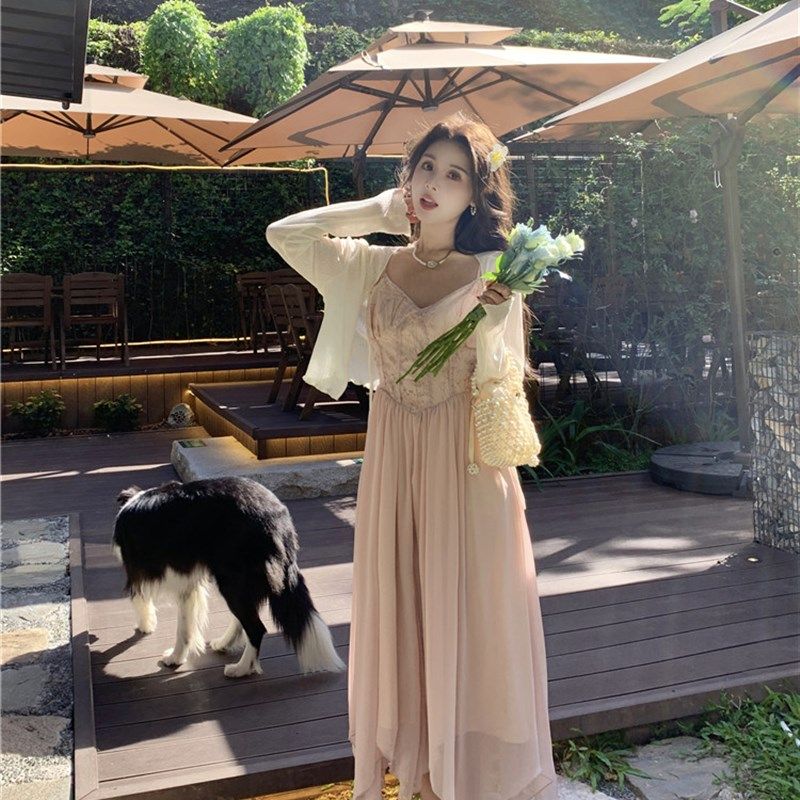 速发大码甜美套衣2024风春新款防晒开衫上衣温柔早收腰吊带连装裙,淘宝优惠券,粉丝福利购,淘宝优惠卷