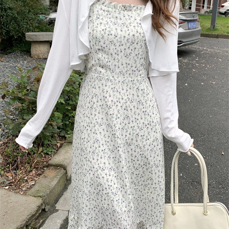 速发大码温柔风套装20美4春季新款防晒罩衫外套花2碎甜吊带连衣裙,淘宝优惠券,粉丝福利购,淘宝优惠卷