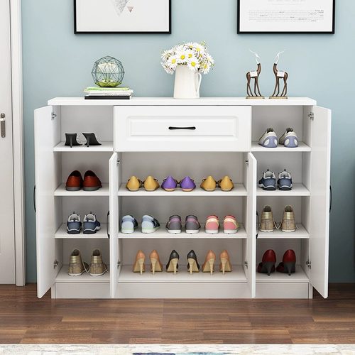 实木鞋柜家用门口客厅入户门厅柜简约经济大容量玄关柜阳台储物柜 - 图0