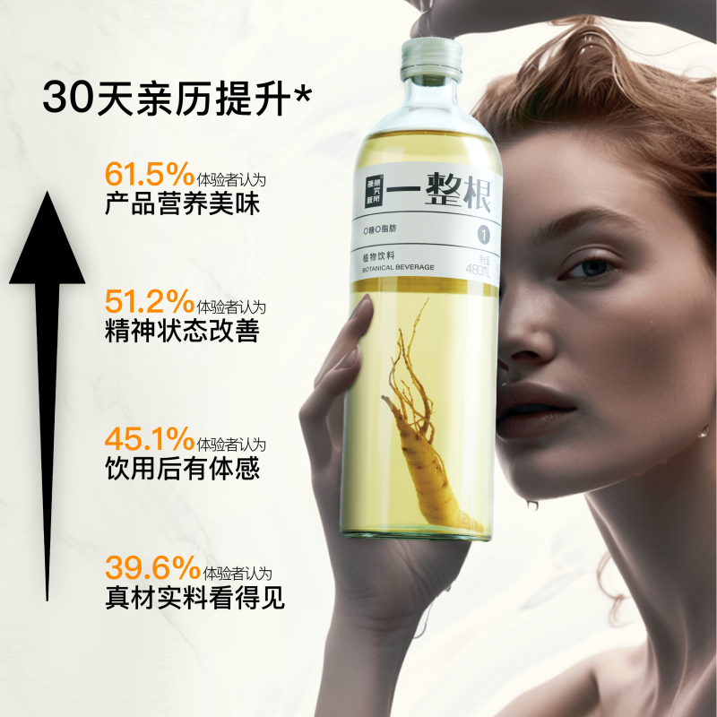 一整根人参水无糖植物饮料健康养生饮品熬夜水人参滋补480ml*6瓶_虎窝淘