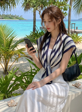 海边拍照丝巾披肩外搭两用三角巾