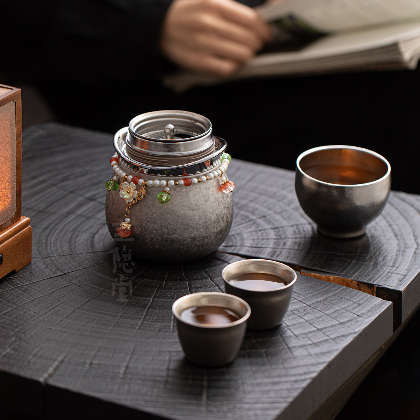 Guiyintang pure titanium portable travel tea set one pot three cups quick cup outdoor camping teapot storage bag
