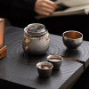 Guiyintang pure titanium portable travel tea set one pot three cups quick cup outdoor camping teapot storage bag