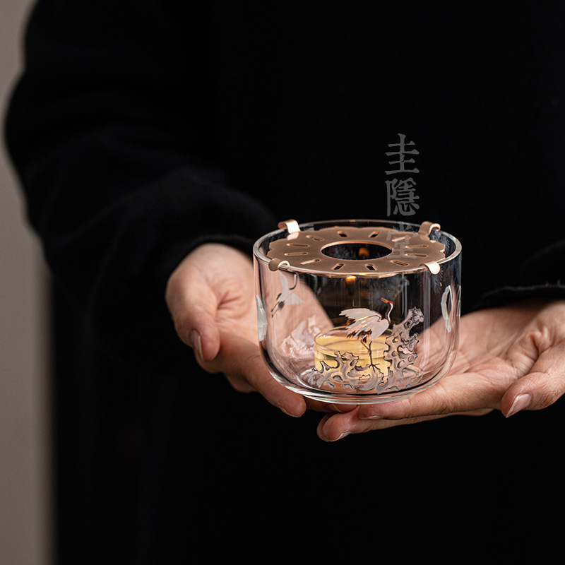 圭隐堂瑞鹤耐热玻璃蜡烛底座加热温茶炉新中式家用茶艺保温暖茶炉,淘宝优惠券,粉丝福利购,淘宝优惠卷