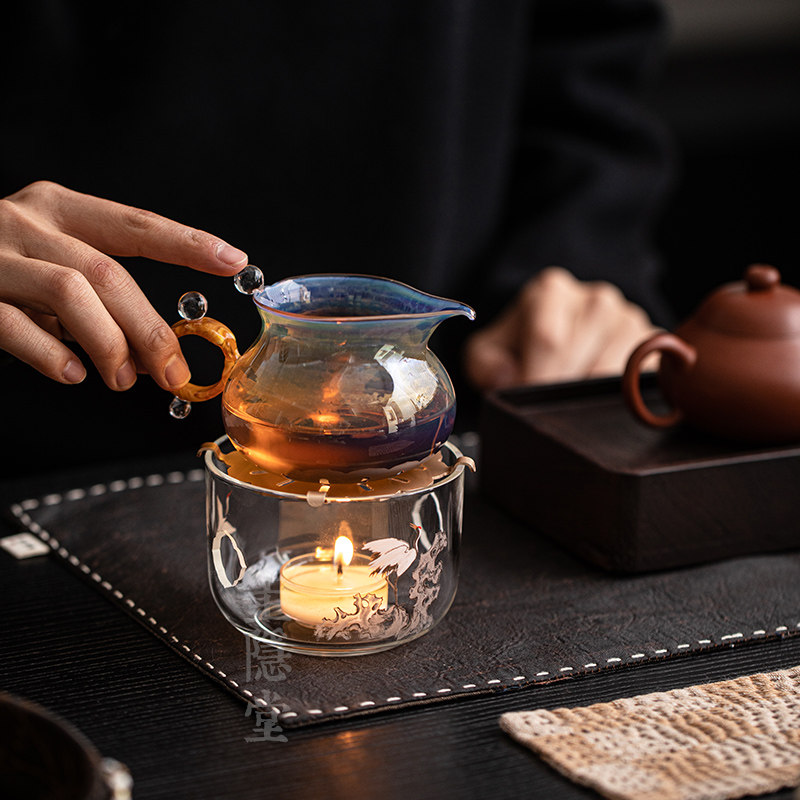圭隐堂瑞鹤耐热玻璃蜡烛底座加热温茶炉新中式家用茶艺保温暖茶炉,淘宝优惠券,粉丝福利购,淘宝优惠卷