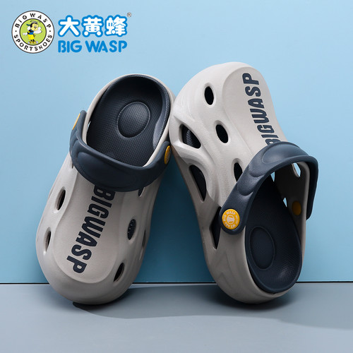 大黄蜂儿童洞洞鞋夏季新款中大童男童拖鞋小孩防滑凉拖男孩沙滩鞋 - 图0