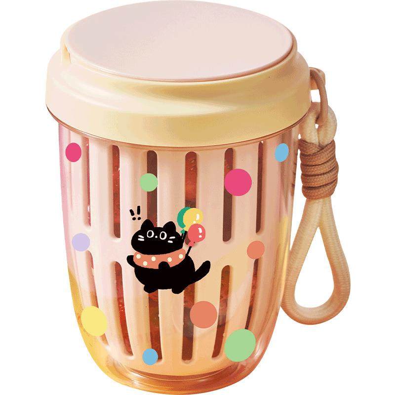 上班族便携水果杯高颜值沙拉杯带叉勺子野餐双层沥水保鲜盒梅森杯,淘宝优惠券,粉丝福利购,淘宝优惠卷