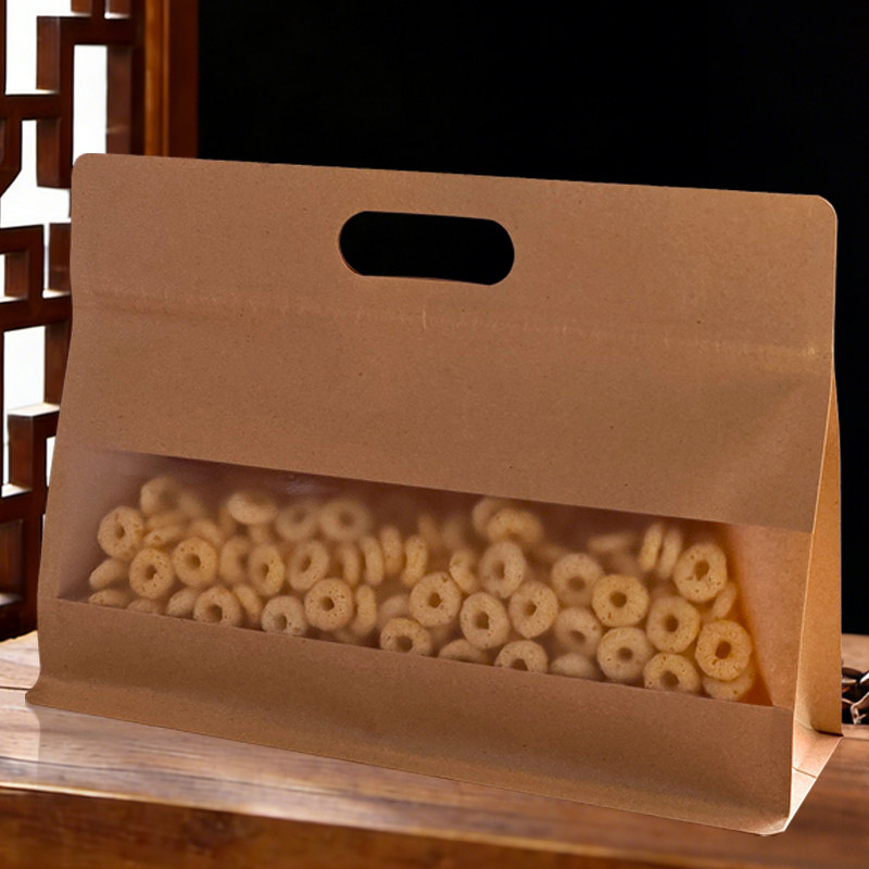 手提宽口八边封牛皮纸自封袋干果茶叶食品级拉链袋猫粮狗粮包装袋,淘宝优惠券,粉丝福利购,淘宝优惠卷