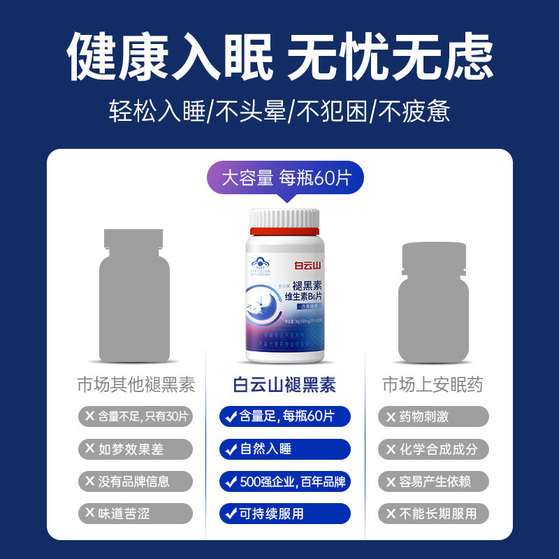 白云山褪黑素安瓶助眠安眠快速睡眠 白云山天宸壹品褪黑素/蛇麻草/圣约翰草