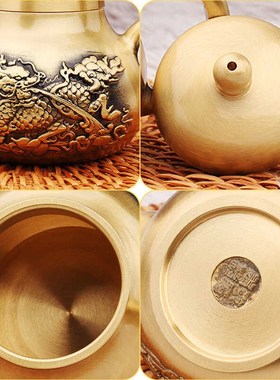 速发件麟黄铜麒古把把壶黄铜手把壶国风小茶壶酒壶手把复家居桌面