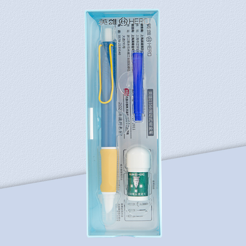英雄热可擦按动式钢笔小学生三年级专用热敏可擦墨囊儿童四年级上册书写练字贴摩易擦蓝黑用橡皮擦软握吸墨水 - 图3