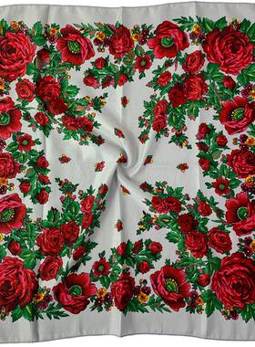 70*70cm Russian National Square Scarf Women Luxury Floral Pr