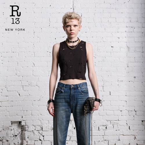 【品牌经典】R13 TANK 简约撕裂破洞内搭复古圆领背心男女同款 - 图2