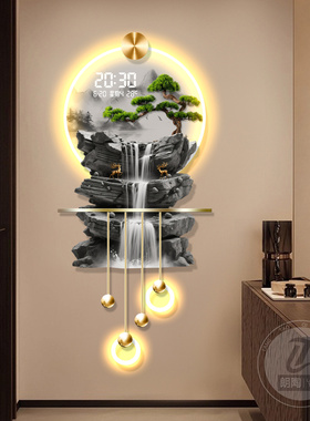 流水生财客厅玄关装饰画万年历