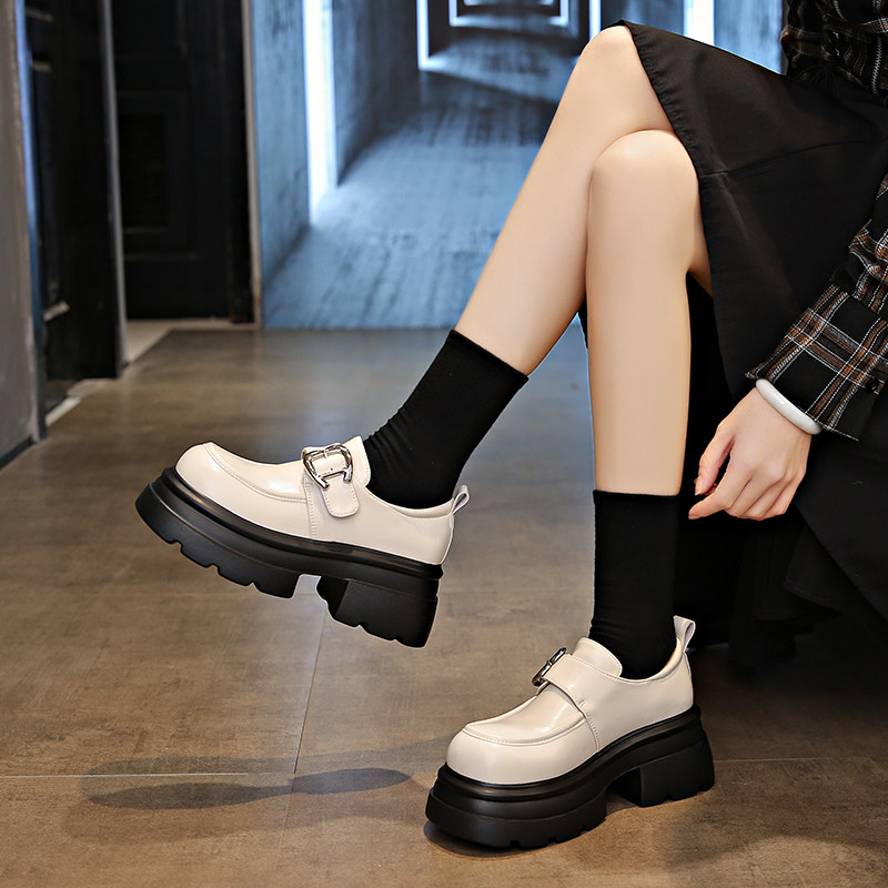 高跟小皮鞋女春季2025新款复古厚底增高学院英伦风配裙子乐福单鞋,淘宝优惠券,粉丝福利购,淘宝优惠卷