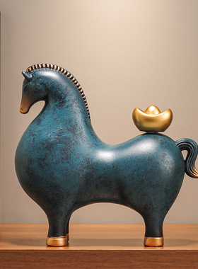 中式马上有钱马摆件开业乔迁礼物