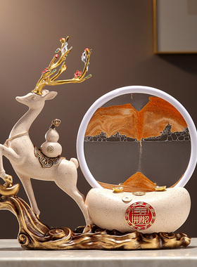 树脂中式客厅流沙鹿摆件