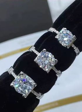 莫桑石四爪牛头小蛮腰戒指