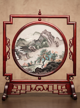 苏绣客厅摆件绣美中国风家居装饰