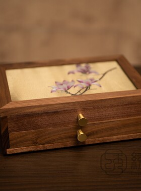 苏绣摆件中式手工双面绣古风首饰盒子国风刺绣收纳盒高档工艺礼品