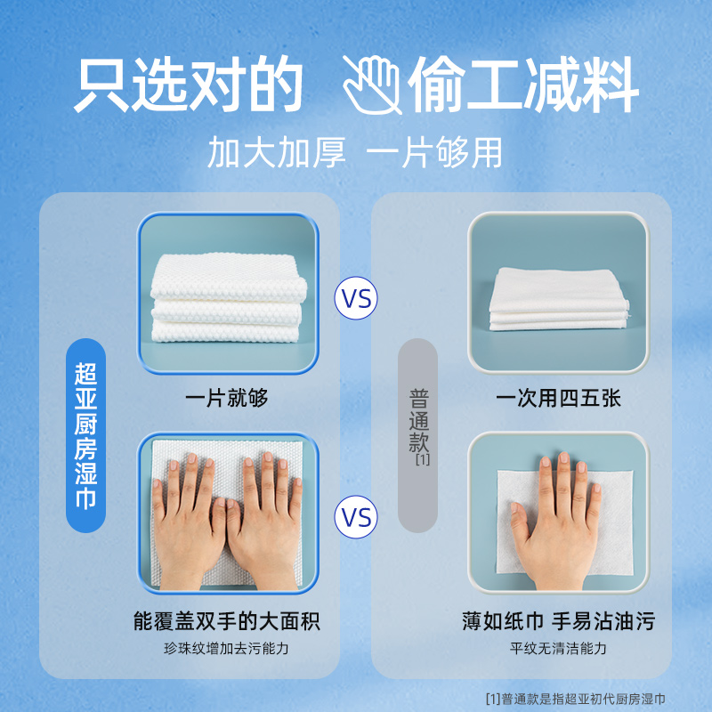 超亚厨房湿巾去油去污家用加大加厚油烟机清洁去油污湿纸巾厚抹布