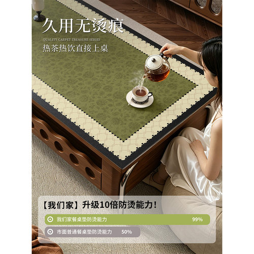 茶几桌垫轻奢高级感餐桌桌布防水防油免洗美式复古皮革茶几遮盖布 - 图2
