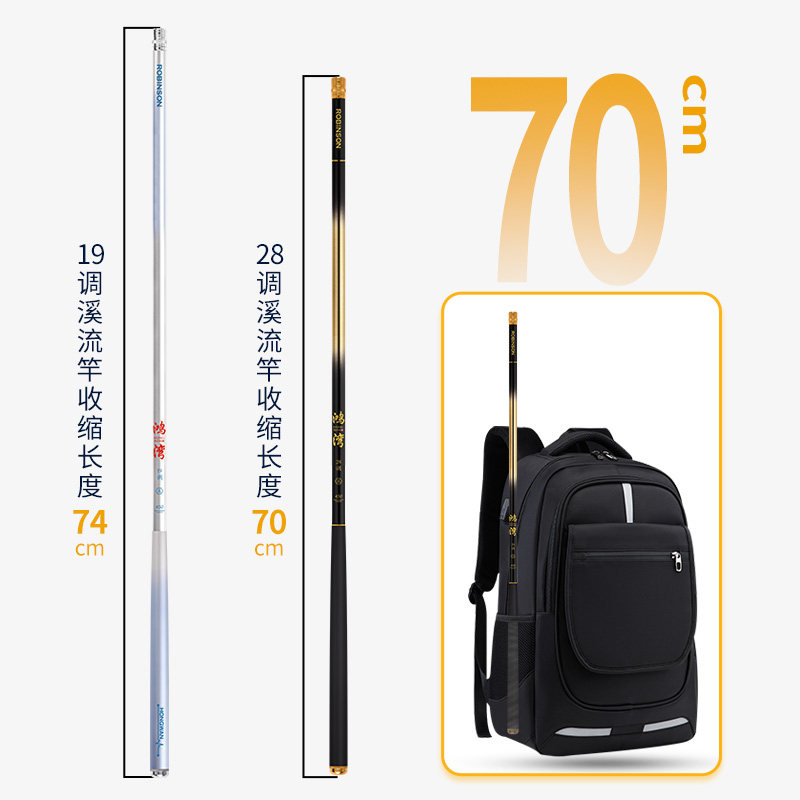 鲁滨逊短节溪流竿碳纤维超轻钓鱼竿小物台钓竿鲫鱼竿石斑白条,淘宝优惠券,粉丝福利购,淘宝优惠卷