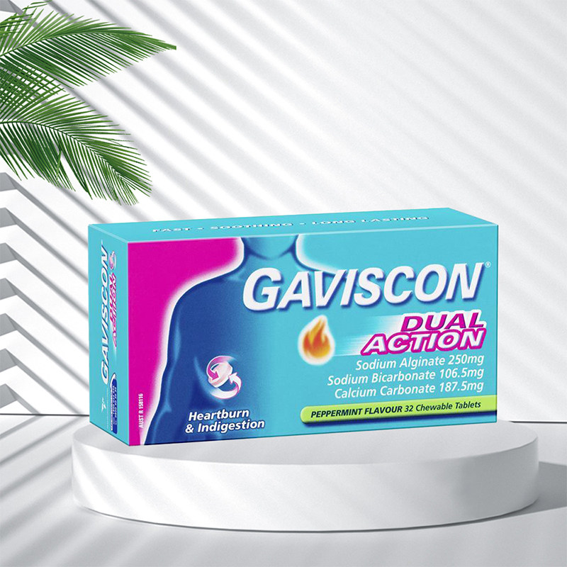 Gaviscon嘉胃斯康胃酸反流胃胀气烧心助消化双作用进口胃药32粒