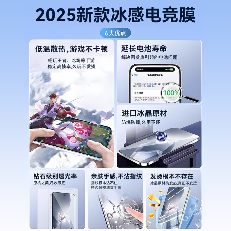 【新款电竞冰感无尘仓】适用一加Ace5钢化膜一加ace5至尊版手机膜ace5pro保护ace5竞速版防摔全屏覆盖高清膜 - 图0