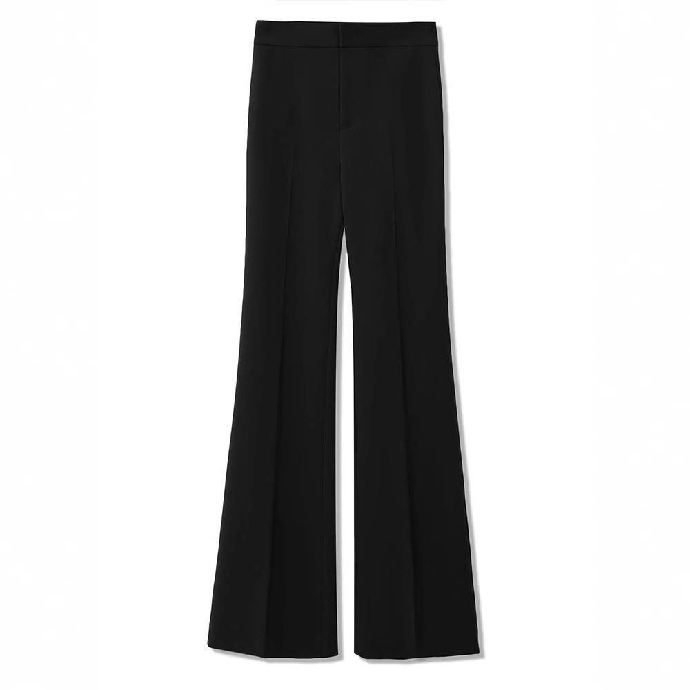 【现货】Rouje Life春夏季高级感高腰显瘦微喇休闲裤黑色喇叭裤女 - 图3