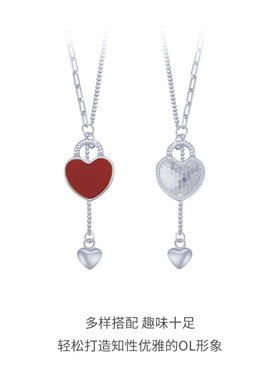 S925小红心纯银项链女