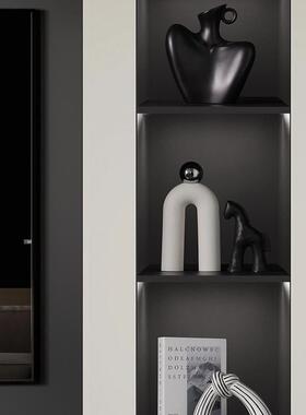 优选现代轻奢客厅酒柜抽象条纹艺术装饰高档个性小众样板间