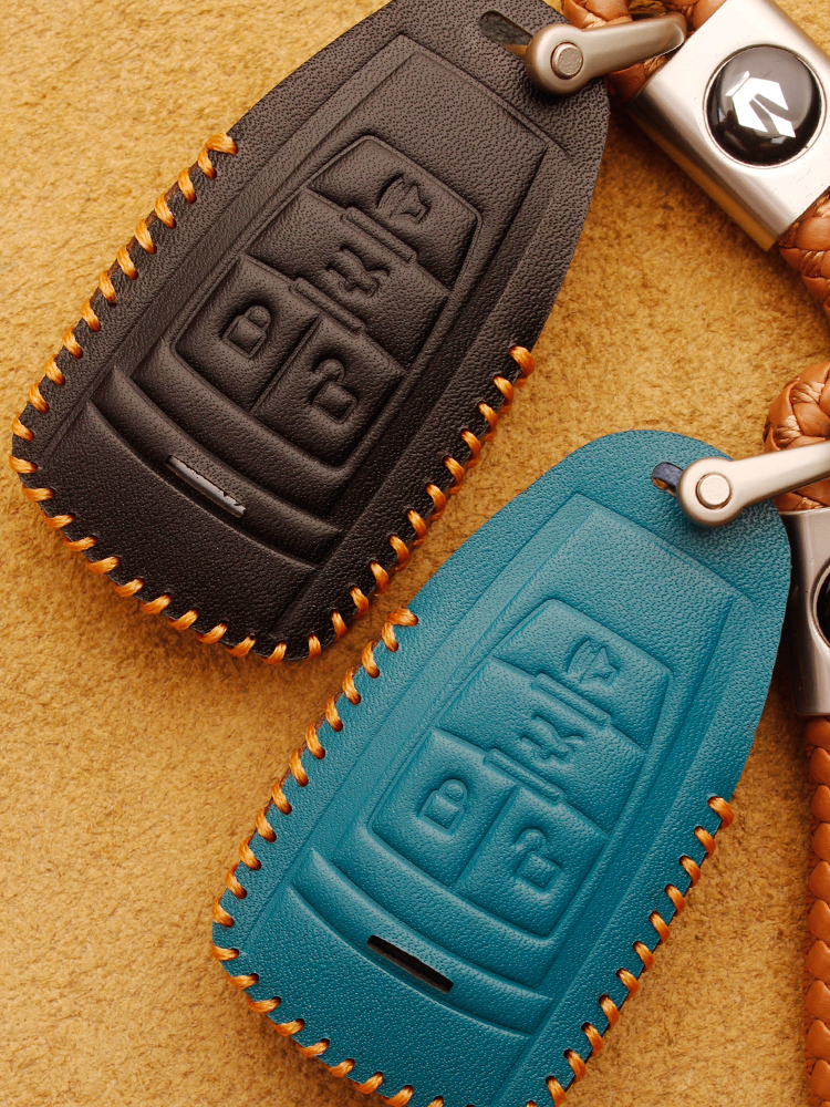 适用20款北京汽车BJ40钥匙套真皮19-18款北京BJ80车遥控钥匙包扣 - 图0