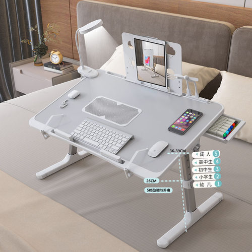 床上小桌电脑支架学习折叠桌手动升降桌车上移动桌寝室宿舍学生桌 - 图1