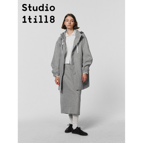 Studio1till8｜浅杂灰霜降感挺括一步裙通勤风H型长裙秋冬半身裙 - 图2