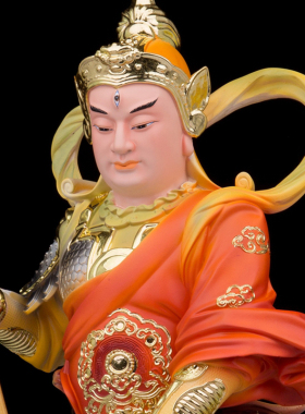 树脂二郎神杨戬神像家用站二郎真君哮天犬天神将军佛像桌面摆件