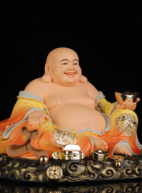 树脂彩绘弥勒佛笑佛布袋和尚佛像供奉摆件招财保平安家居饰品新品