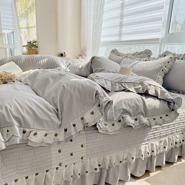 Fully cotton clamped bed cover single piece all season universal flower