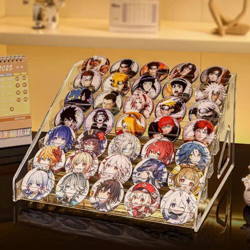 桌面展示板吧唧周边立牌收纳盒透明亚克力多层阶梯展示架谷子徽章 - 图3