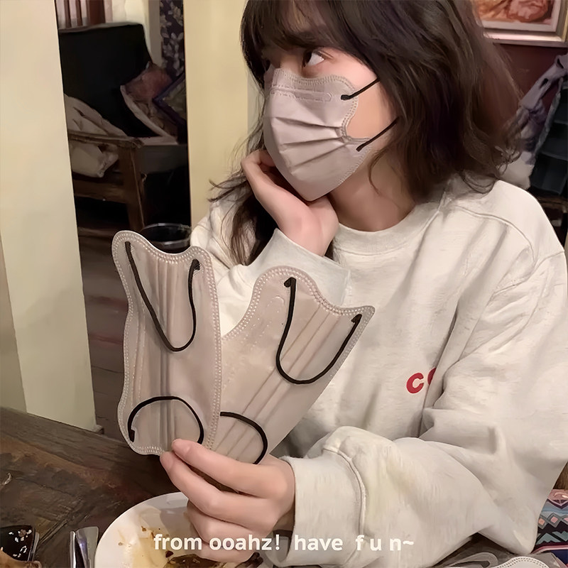 一次性v脸口罩女高颜值蝴蝶莫兰迪护眼角口罩显脸小防护薄款透气