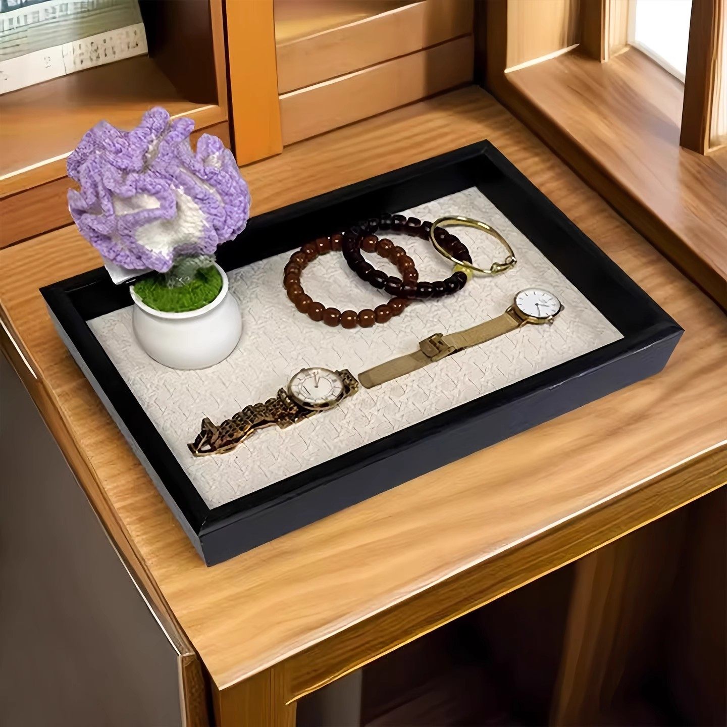 木质托盘轻奢饰品收纳戒指项链托盘皮革竹绿色复古桌面展示货盘,淘宝优惠券,粉丝福利购,淘宝优惠卷