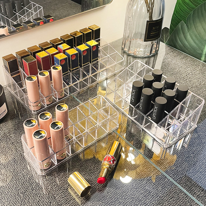 口红收纳盒防尘桌面装化妆品指甲油透明口红盒高级唇釉口红置物架