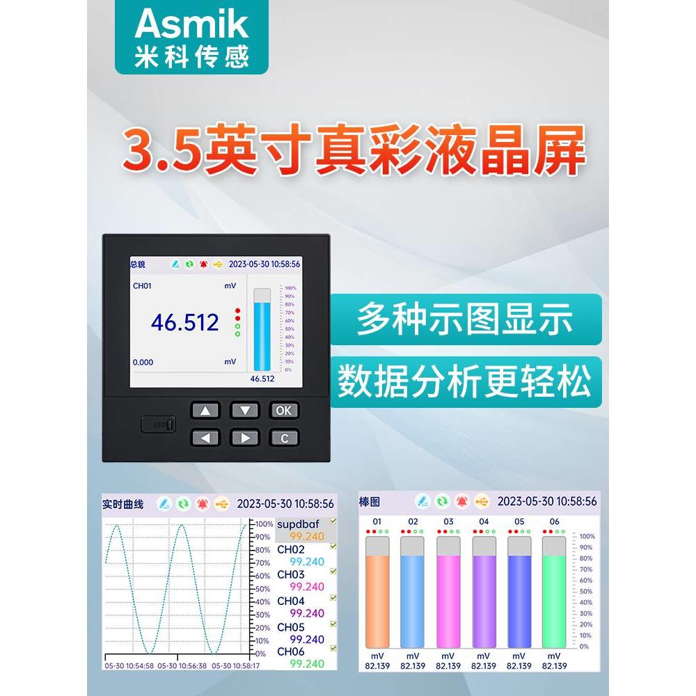 米科无纸记录仪工业级多路电流电压压力监测仪数据曲线温度巡检仪 - 图2
