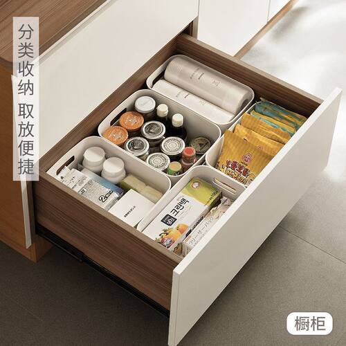 角落杂物收纳箱零食收纳篮套装杂物收纳盒厨房塑料储物筐整理盒 - 图1